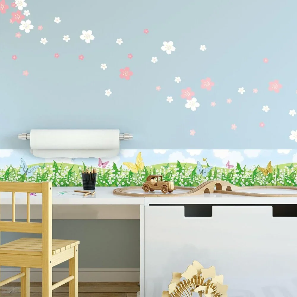 Wallpaper Borders Blue Sky White Clouds Butterflies Wallpaper Borders Removable